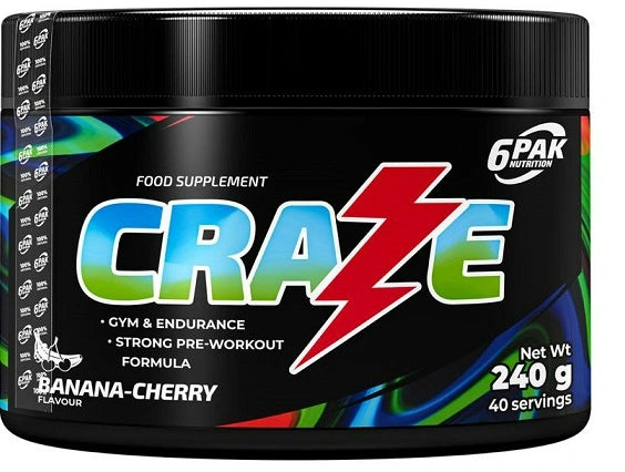 6PAK CRAZE Pre-Workout bez kreatina - Energija i fokus 240g - Dobrobit
