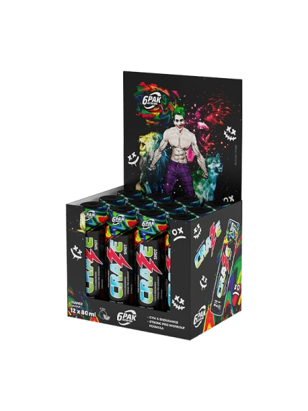 6PAK Craze Shot 80ml Narandža – Pre-Workout sa 290mg Kofeina