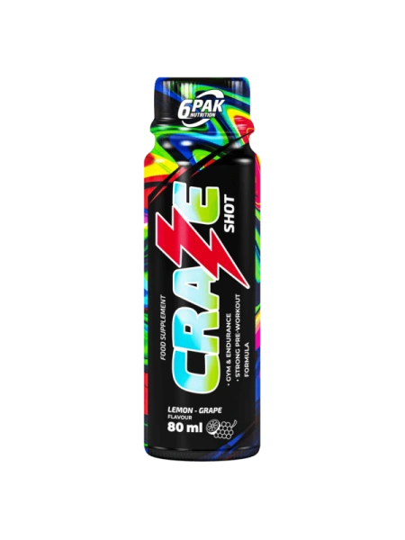 6PAK Craze Shot 80ml Narandža – Pre-Workout sa 290mg Kofeina