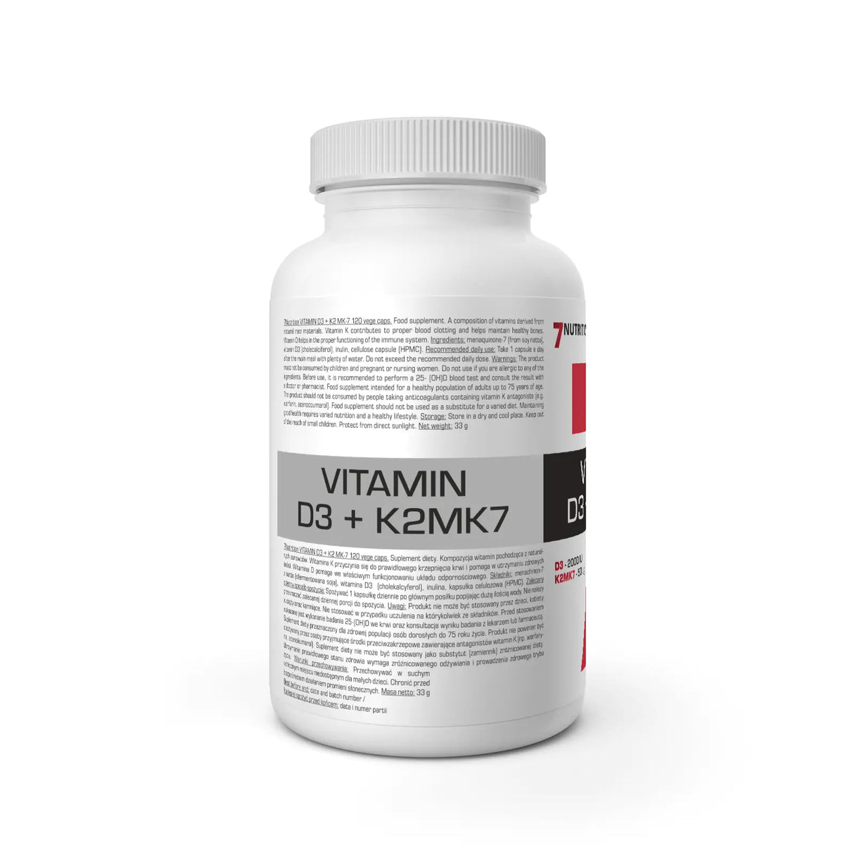 7Nutrition Vitamin D3 + K2MK7, 120 Tableta – Podrška Imunitetu i Zdravlju Kostiju