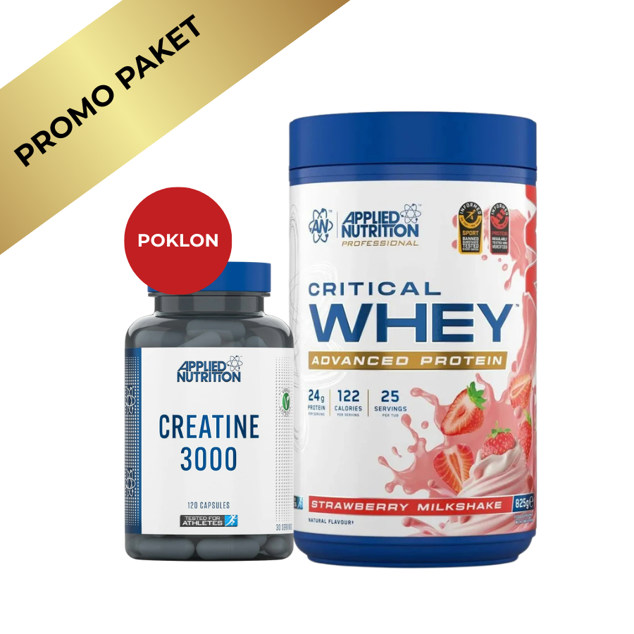 Applied Nutrition Critical Whey 825g + GRATIS Creatine 3000 – Paket za snagu i mišićni rast