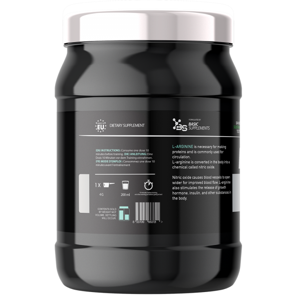 Basic Supplements L-Arginine PRO 400g – Podrška Energiji i Cirkulaciji