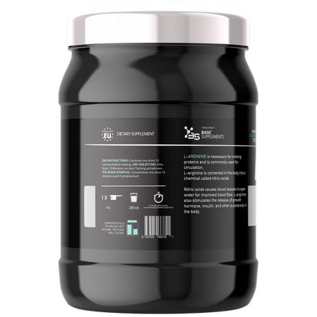 Basic Supplements L-Arginine PRO 400g – Podrška Energiji i Cirkulaciji