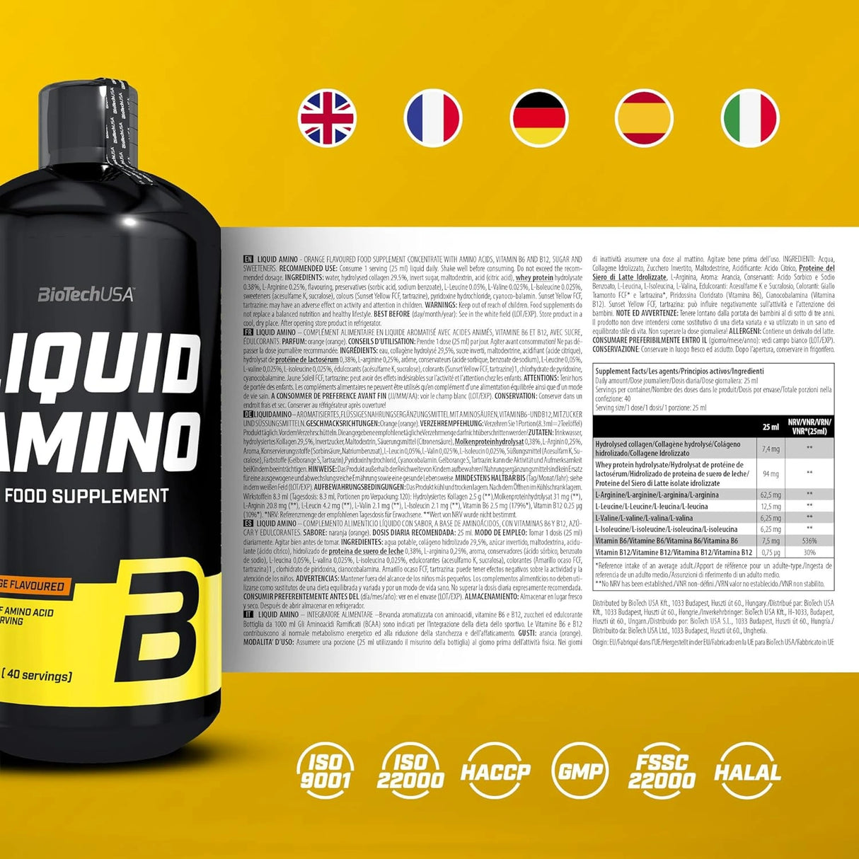 BioTech USA Liquid Amino – Tečni Aminokiselinski Kompleks 1000 ml