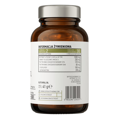 OstroVit Pharma Elite Krill Oil 60 kapsula – Podrška Srcu, Zglobovima i Mozgu