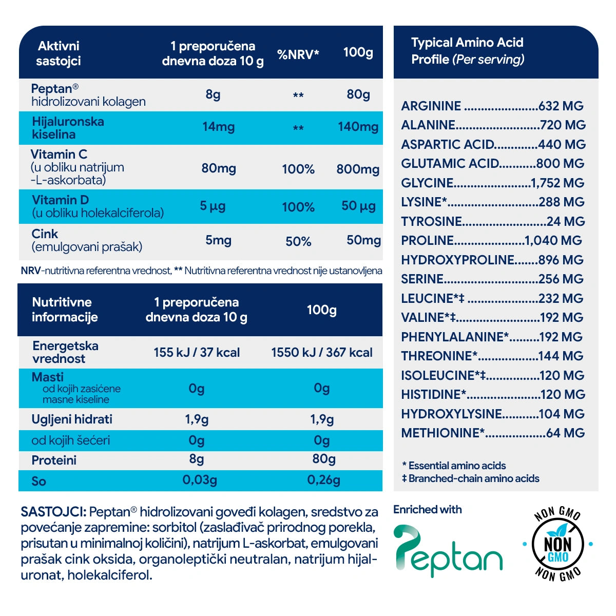 Kaltex Advanced Collagen Peptides – Kolagen peptidi za kožu, zglobove i kosti, 300 g