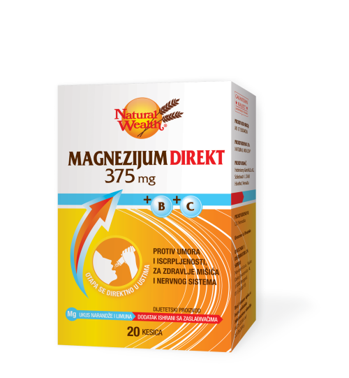 Natural Wealth Magnezijum Direkt 375 mg, 20 Kesica - Brza Podrška Mišićima