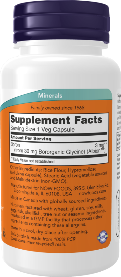 NOW Foods Boron 3 mg – Podrška Zdravlju Kostiju