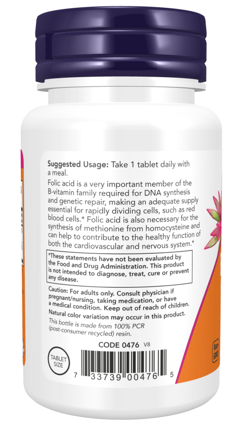 NOW Foods Folna Kiselina 800 mcg – Podrška za Energiju i Zdravlje Ćelija - Dobrobit