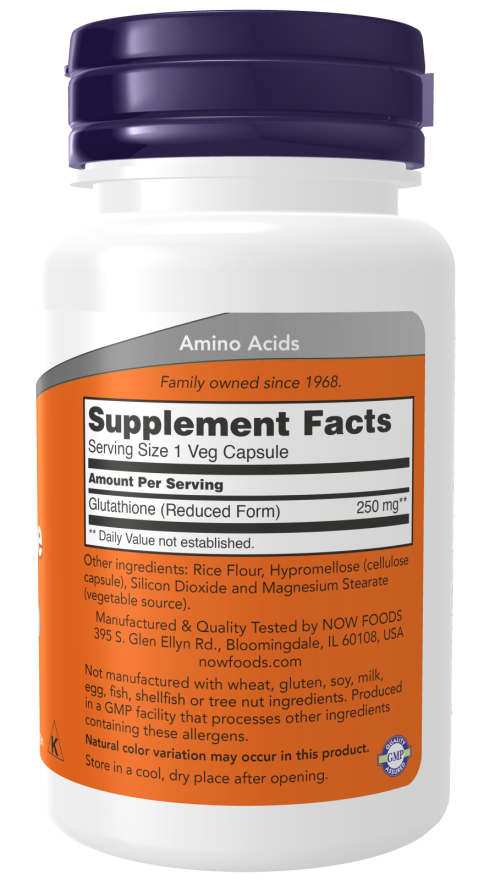 NOW Foods Glutathione 250 mg – Moćan Antioksidant za Detoksikaciju - Dobrobit