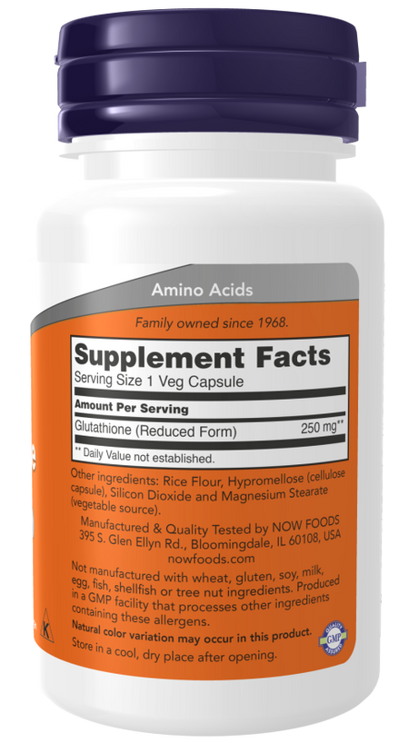 NOW Foods Glutathione 250 mg – Moćan Antioksidant za Detoksikaciju - Dobrobit