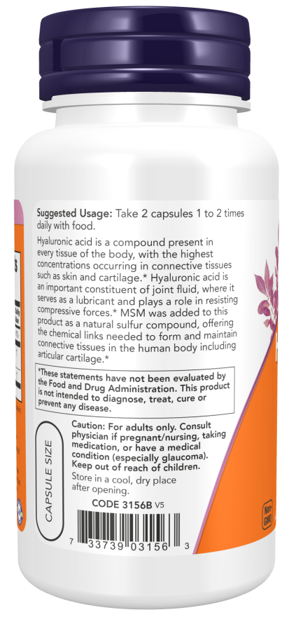 NOW Foods Hijaluronska Kiselina, 50 mg – Podrška Zglobovima i Hidrataciji Kože - Dobrobit