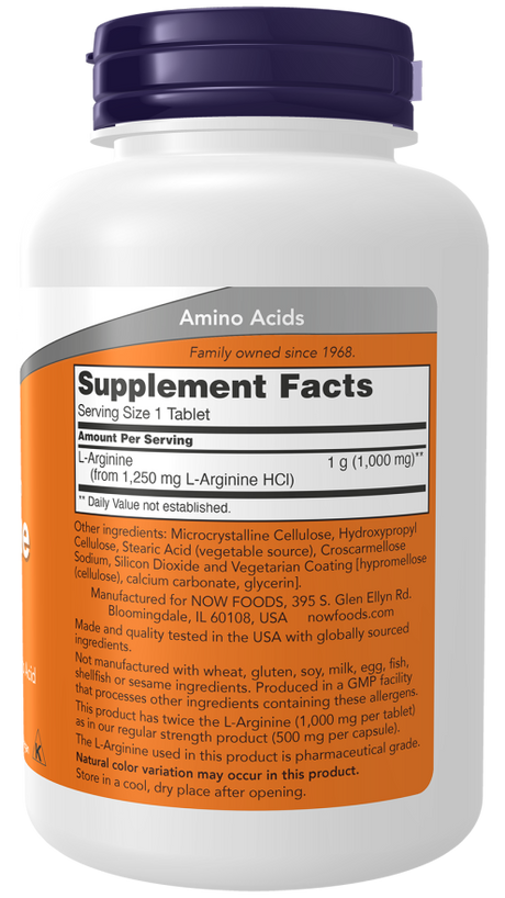 NOW Foods L-Arginin Double Strength 1,000 mg – Podrška za Energiju i Cirkulaciju - Dobrobit