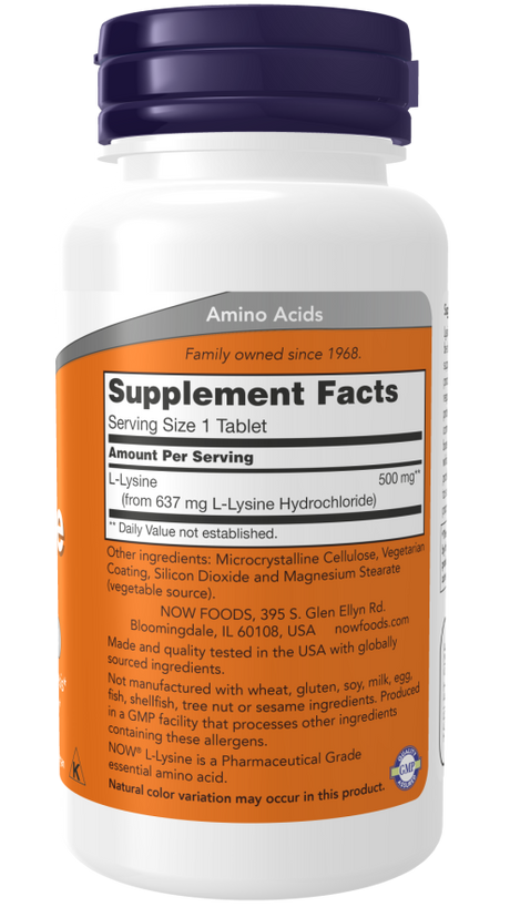 NOW Foods L-Lysine 500 mg - Podrška Za Sintezu Kolagena i Imunitet