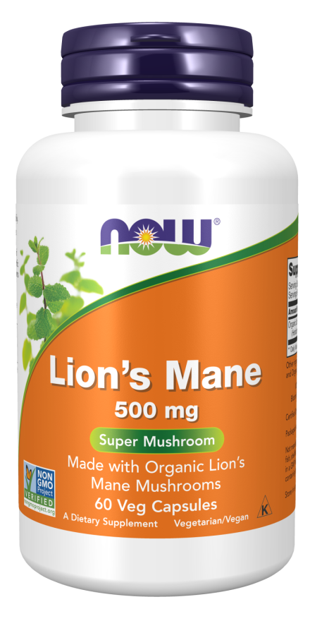 NOW Foods Lion's Mane 500 mg - Podrška Za Zdravlje Neurona