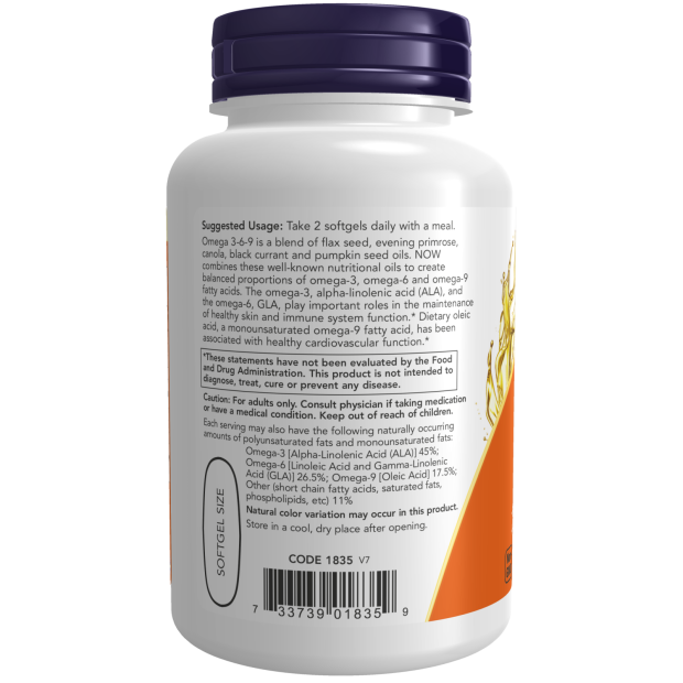 NOW Foods Omega 3-6-9 1000 mg – Za Zdravu Kožu i Imunitet
