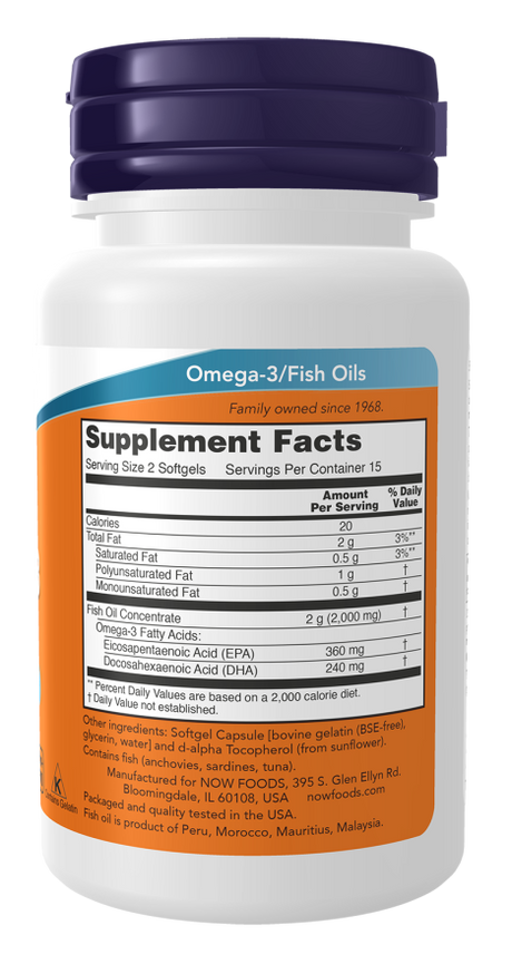 NOW Foods Omega-3 Riblje Ulje 1,000 mg – Srce, Mozak i Zdravlje Zglobova - Dobrobit