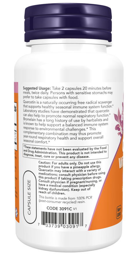 NOW Foods Kvercetin sa Bromelainom – Podrška Imunitetu i Respiratornom Zdravlju - Dobrobit