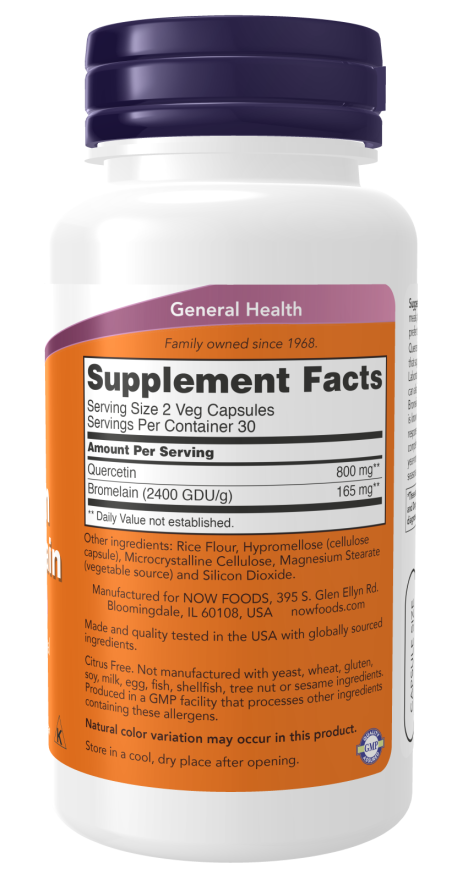 NOW Foods Kvercetin sa Bromelainom – Podrška Imunitetu i Respiratornom Zdravlju - Dobrobit