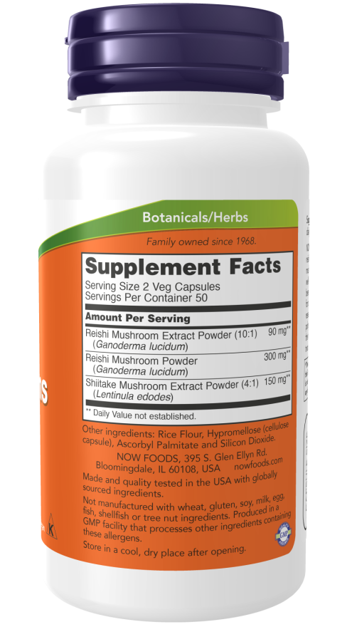 NOW Foods Rei-Shi Mushrooms - Reishi i Shiitake Pečurke Za Unapređenje Zdravlja