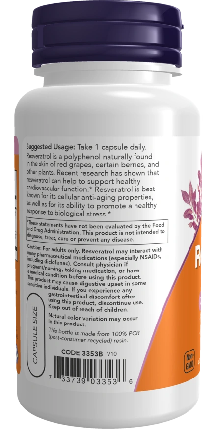 NOW Foods Resveratrol 200 mg – Podrška Kardiovaskularnom Zdravlju