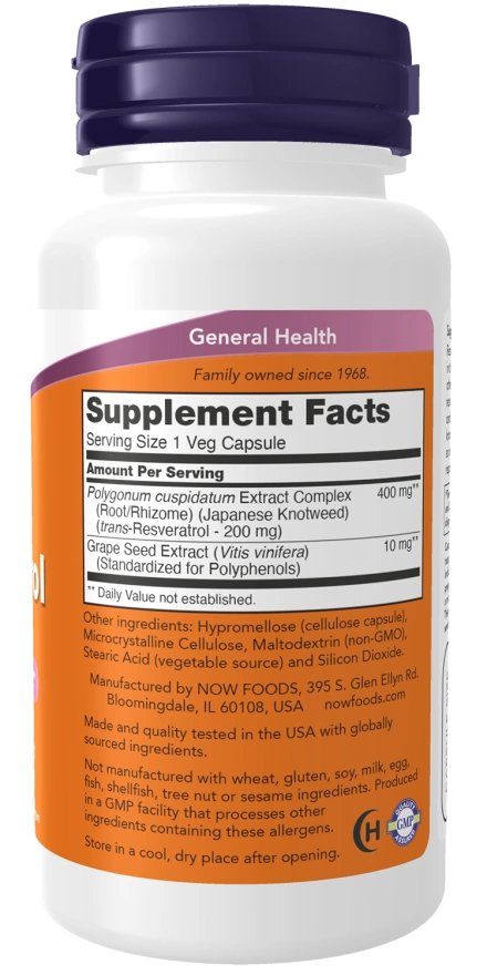 NOW Foods Resveratrol 200 mg – Podrška Kardiovaskularnom Zdravlju
