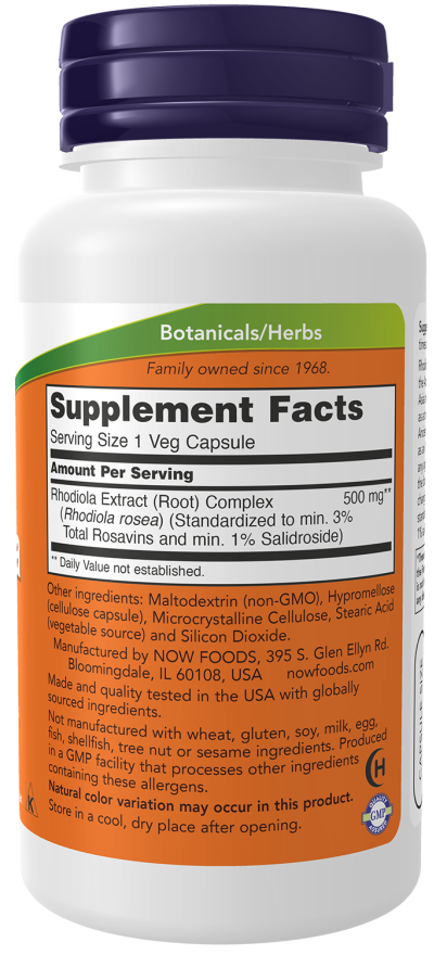 NOW Foods Rhodiola 500 mg - Adaptogena Biljna Formula