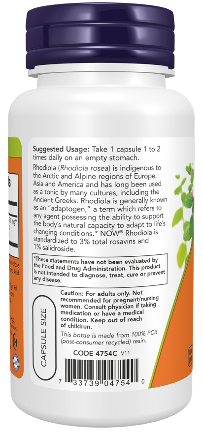NOW Foods Rhodiola 500 mg - Adaptogena Biljna Formula