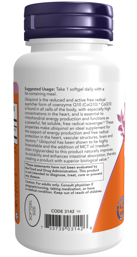 NOW Foods Ubiquinol 100 mg - Aktivni CoQ10 Za Podršku Energiji