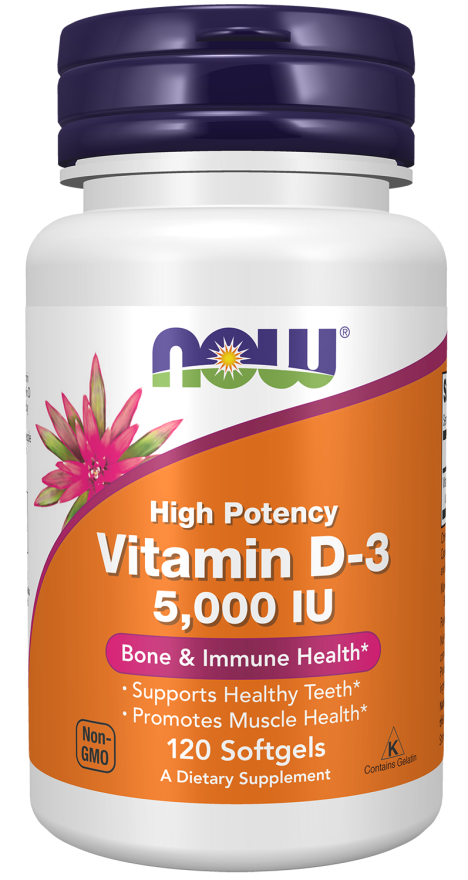 NOW Foods Vitamin D-3, 5,000 IU – Visoka Doza za Imunitet i Kosti - Dobrobit