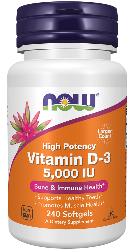 NOW Foods Vitamin D-3, 5,000 IU – Visoka Doza za Imunitet i Kosti - Dobrobit