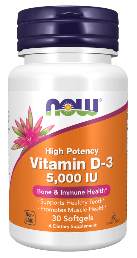 NOW Foods Vitamin D-3, 5,000 IU – Visoka Doza za Imunitet i Kosti - Dobrobit