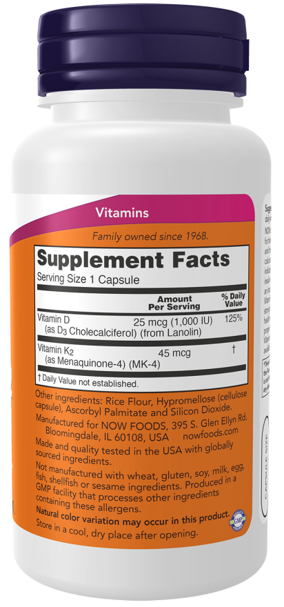 NOW Foods Vitamin D-3 & K-2 – Podrška za Kosti i Srce - Dobrobit