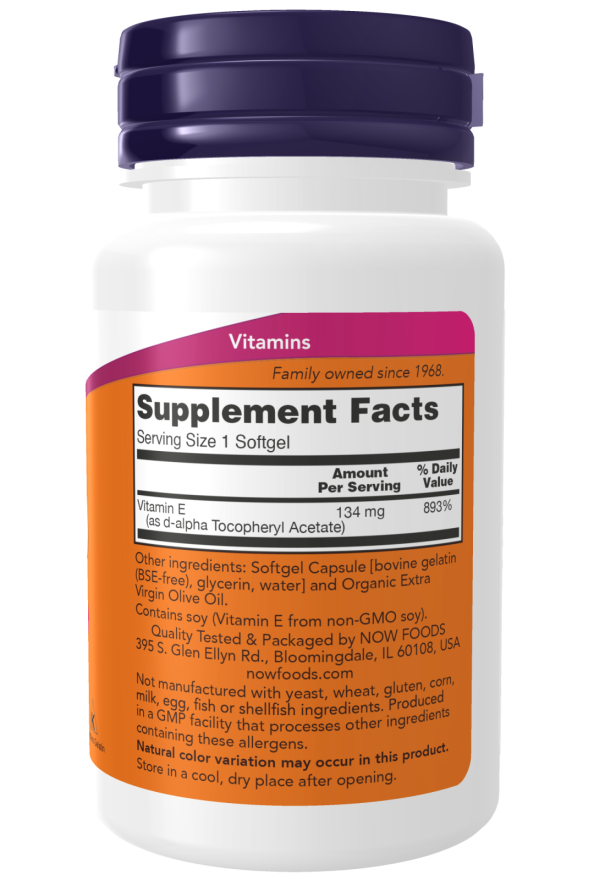 NOW Foods Vitamin E 200 IU Sa D-Alpha Tocopheryl - Prirodni Antioksidans
