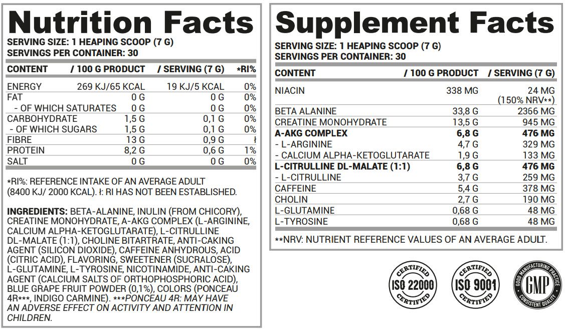 Nutriversum PWO 2.0 210g – Pretrenažna Formula Za Maksimalne Performanse