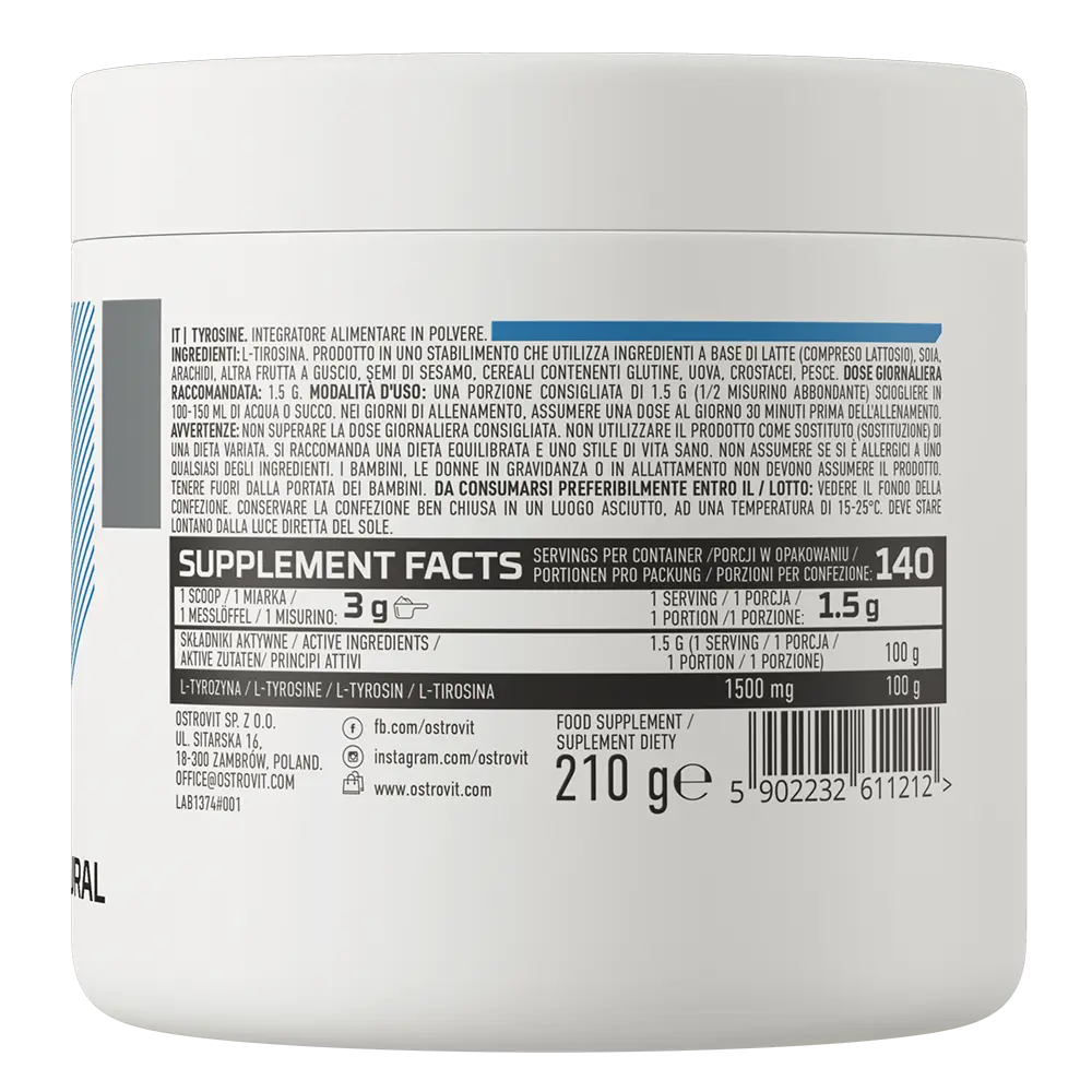 OstroVit L-Tyrosine 210 g – Fokus, Energija, Bez Aditiva