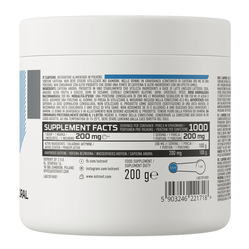 OstroVit Caffeine Supreme Pure 200g – Čista Kofeinska Energija