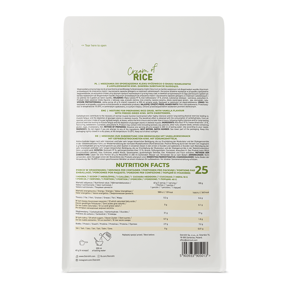 OstroVit Cream of Rice 1000 g – Instant Pirinčana Kaša Bez Šećera