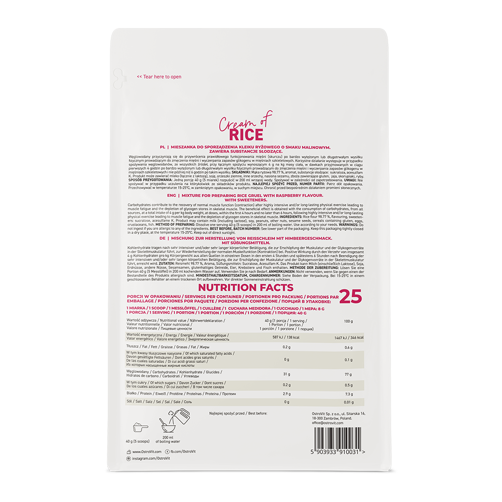 OstroVit Cream of Rice 1000 g – Instant Pirinčana Kaša Bez Šećera