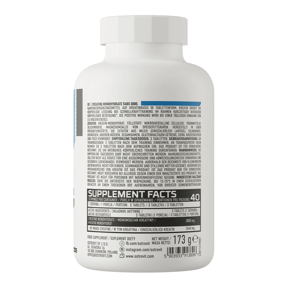 OstroVit Kreatin Monohidrat 3000 mg, 120 tableta – Snaga, performanse i oporavak - Dobrobit