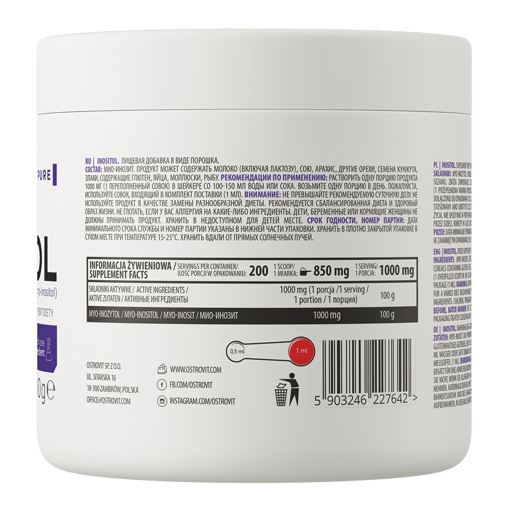 OstroVit Inozitol 200 g – Podrška za Mentalno Zdravlje i Hormonsku Ravnotežu