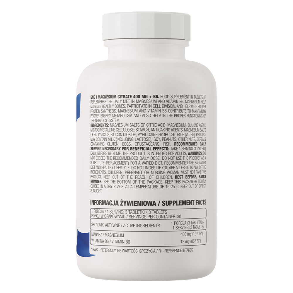 OstroVit Magnezijum Citrat 400 mg + B6 – Energija i Podrška Nervnom Sistemu