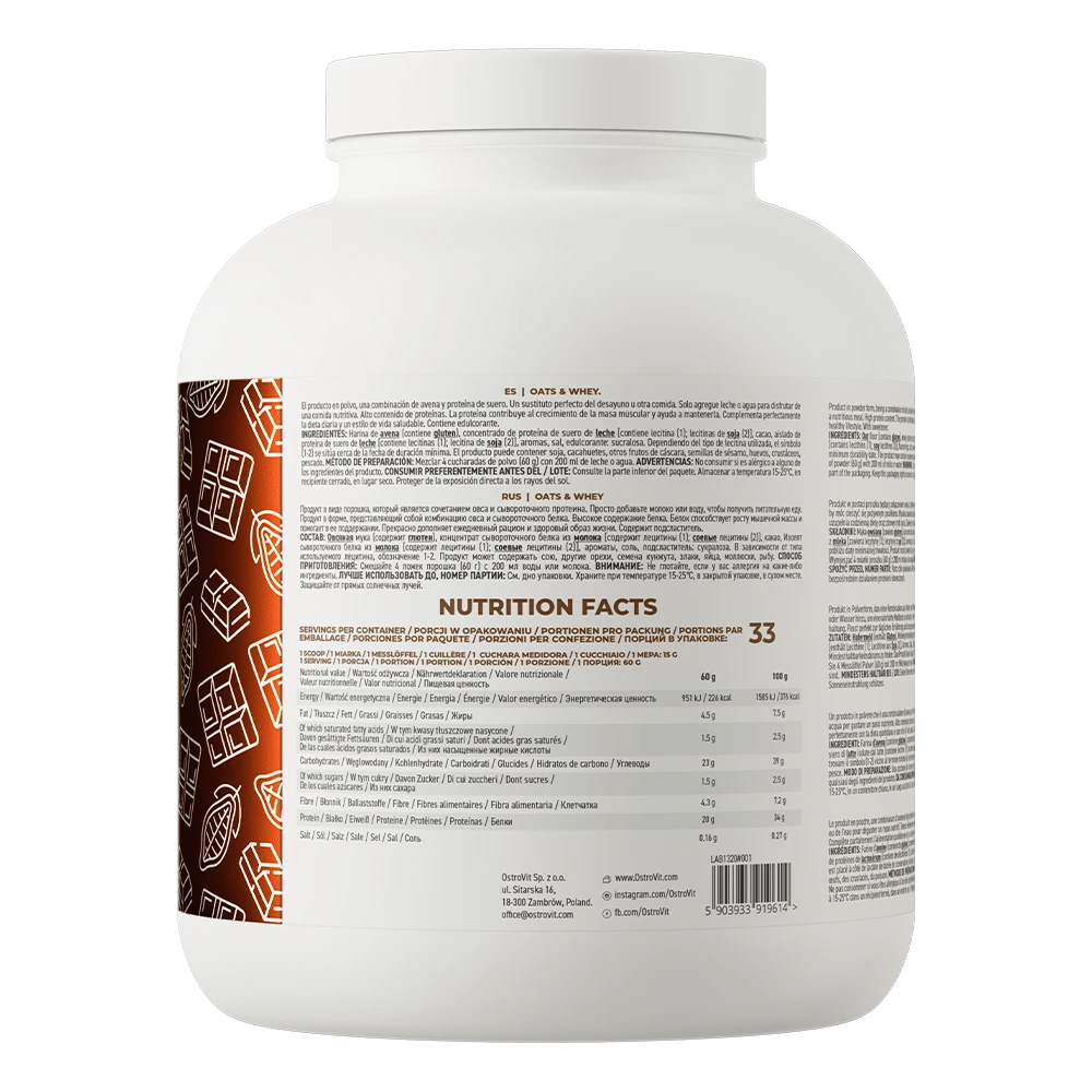 OstroVit OATS & Whey 2kg – Proteinski Ovseni Obrok Bez Šećera