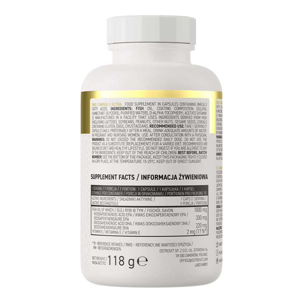 OstroVit Omega 3 Ultra 90 Kapsula – Visoka Koncentracija za Zdravlje Srca i Mozga