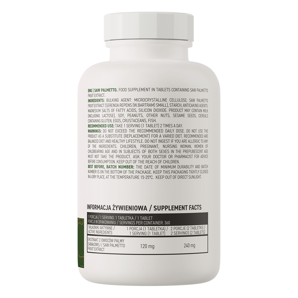 OstroVit Saw Palmetto 360 Tableta - Prirodna Podrška Zdravlju Prostate i Kose