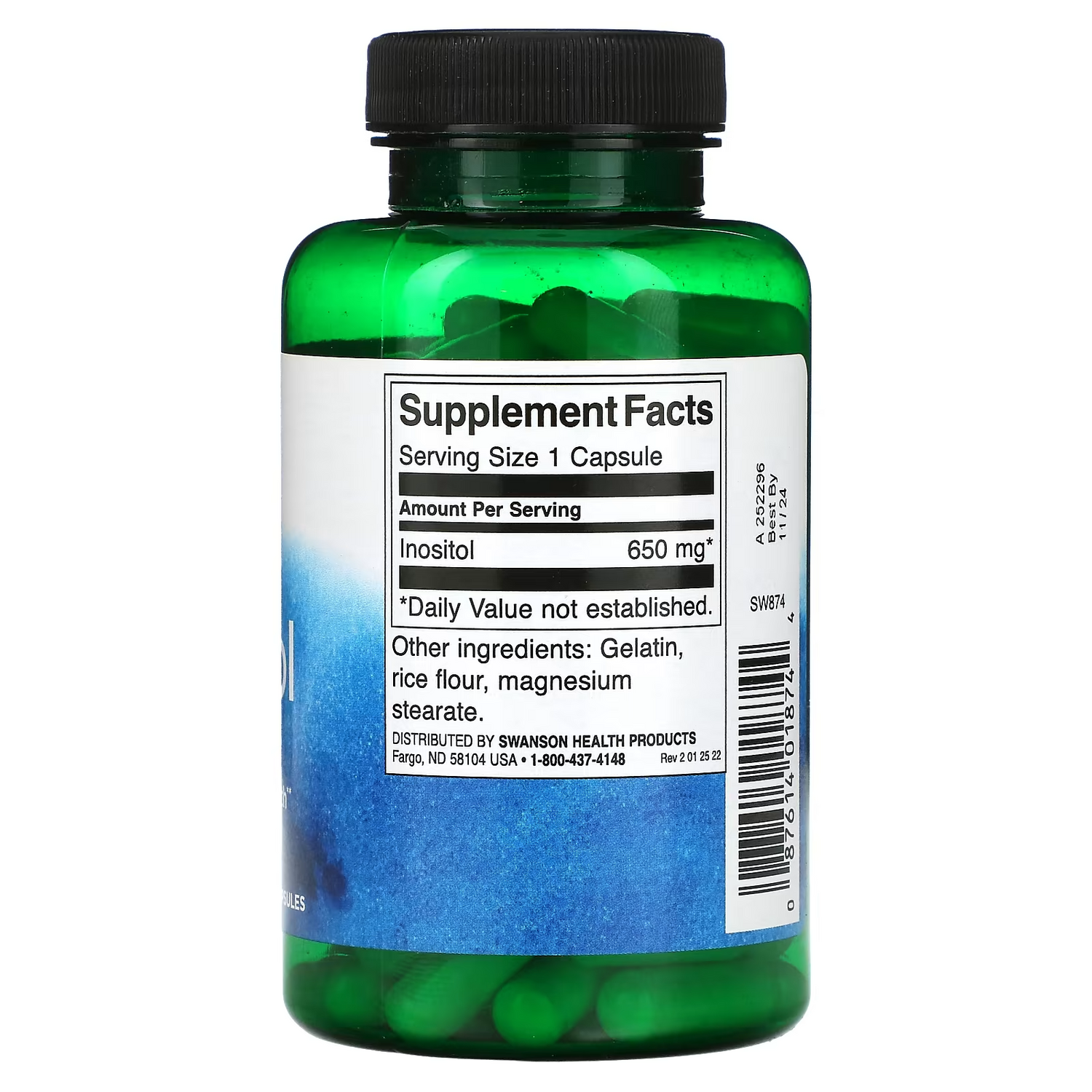 Swanson Inozitol 650 mg, 100 Kapsula - Podrška Nervima i Mentalnom Zdravlju - Dobrobit