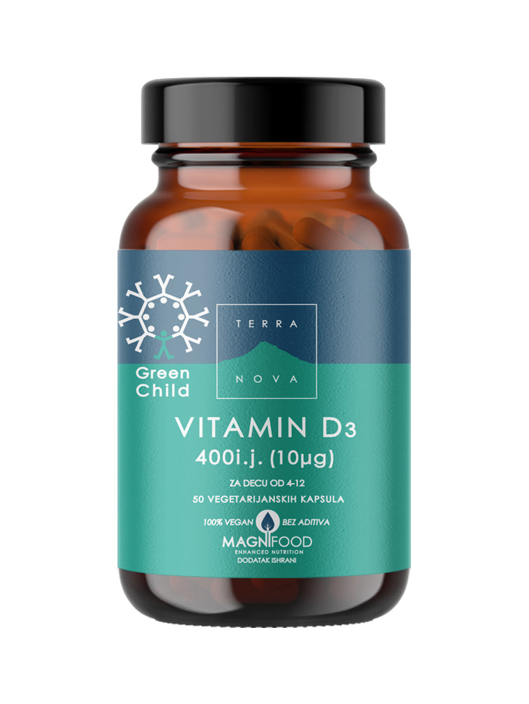 Terranova Green Child Vitamin D3 400 IU (10 mg), 50 Kapsula - Za Rast i Imunitet - Dobrobit