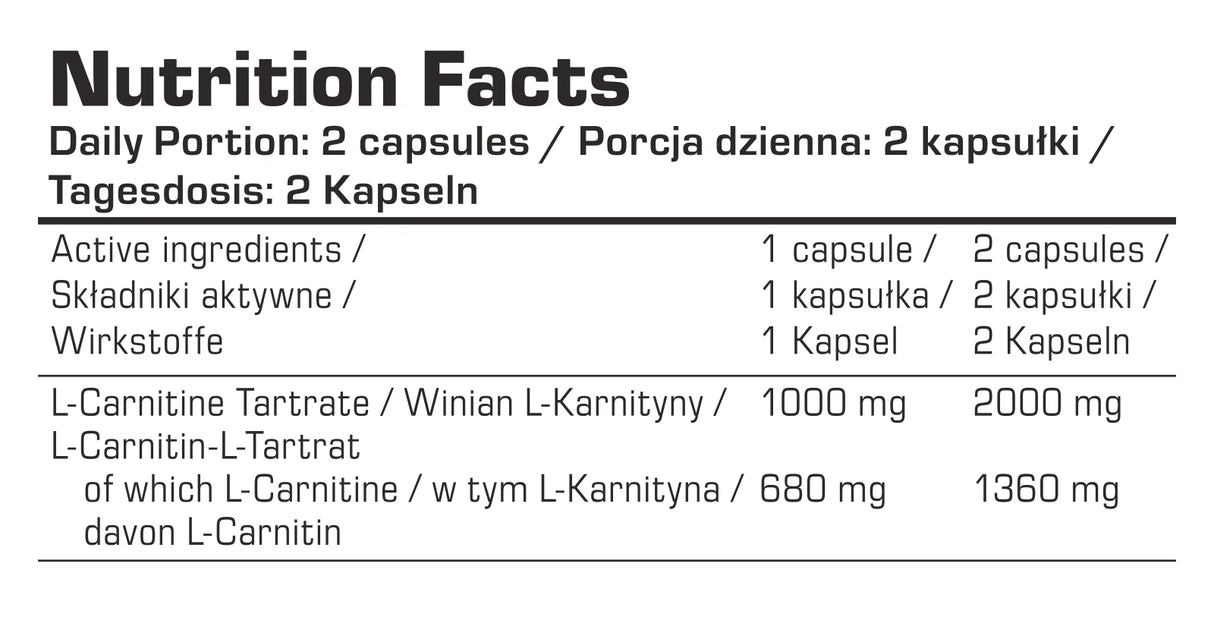 7Nutrition L-Carnitine 1000 mg 120 vege kapsula – L-karnitin za energiju i metabolizam masti