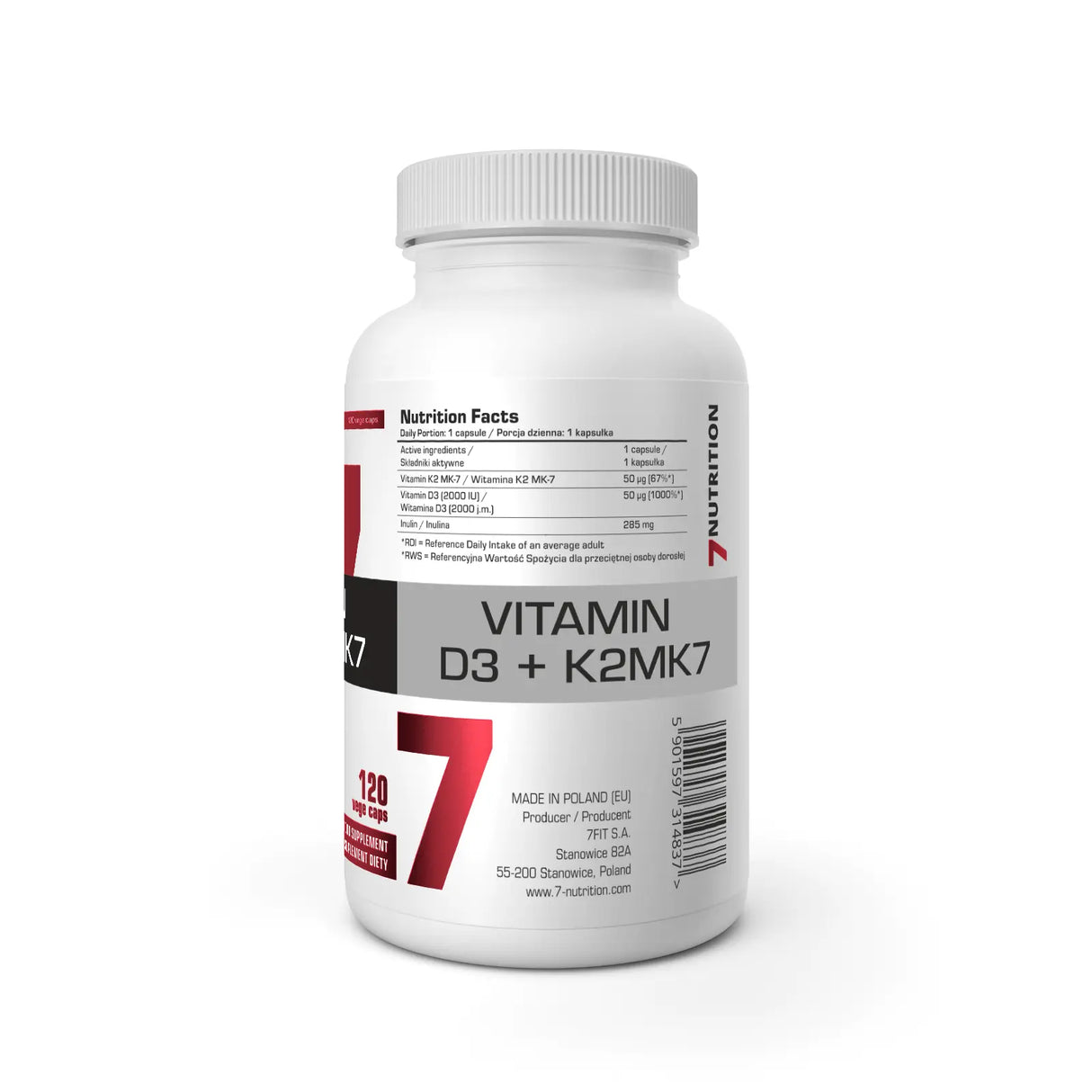7Nutrition Vitamin D3 + K2MK7, 120 Tableta – Podrška Imunitetu i Zdravlju Kostiju