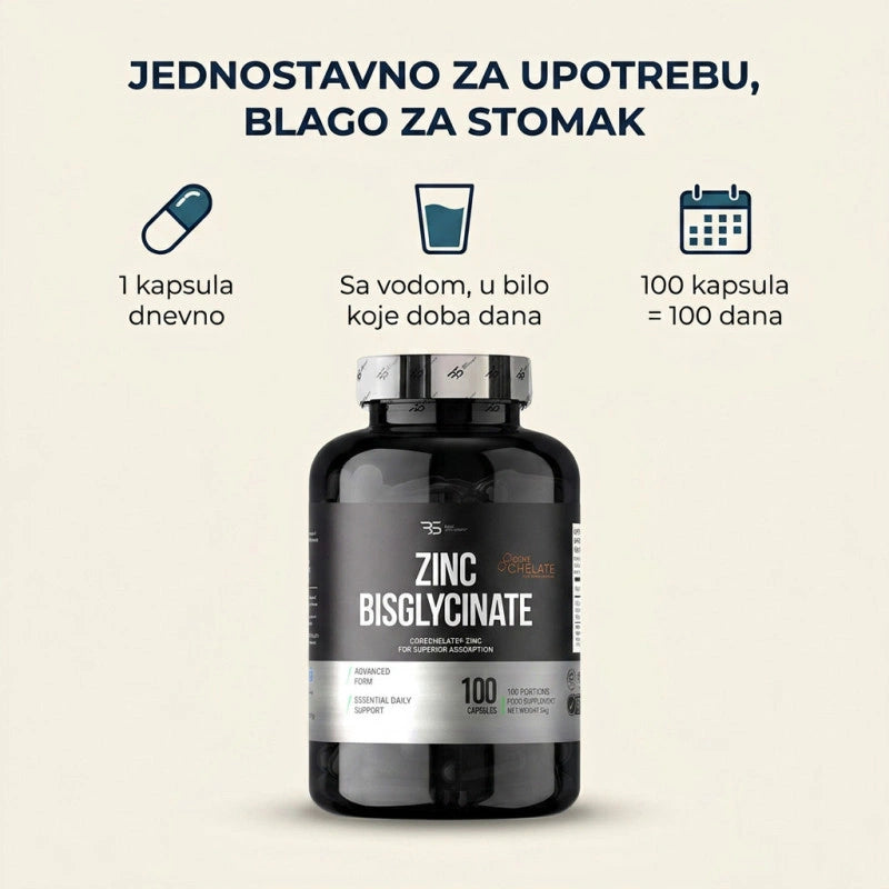 Basic Supplements Cink Bisglicinat 20 mg – 100 kapsula